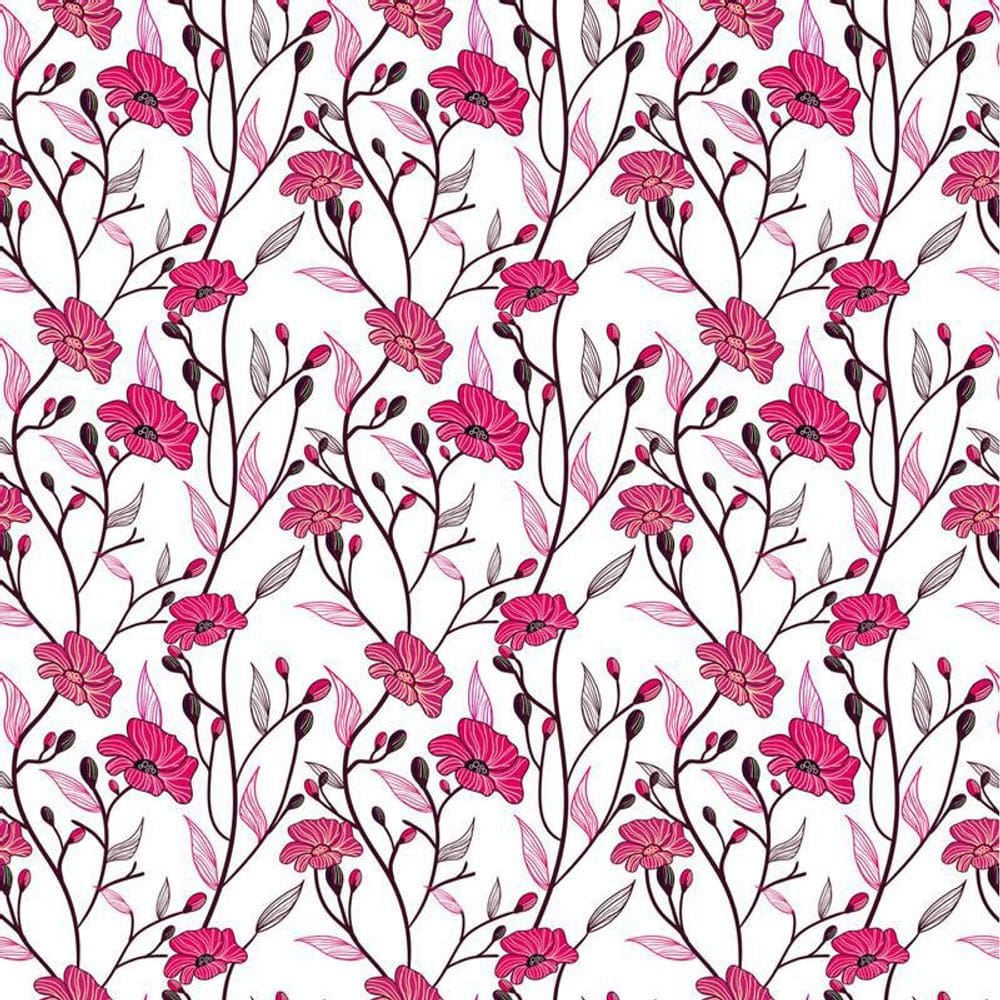 Papel De Parede Floral Flores Vermelhas Adesivo Quarto Sala