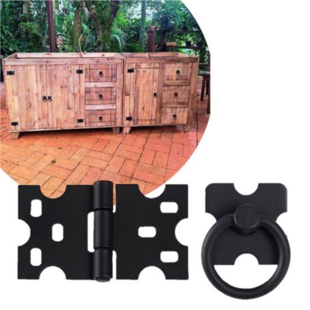 Kit 12 Dobradiças Mexicana + 6 Puxadores Argola