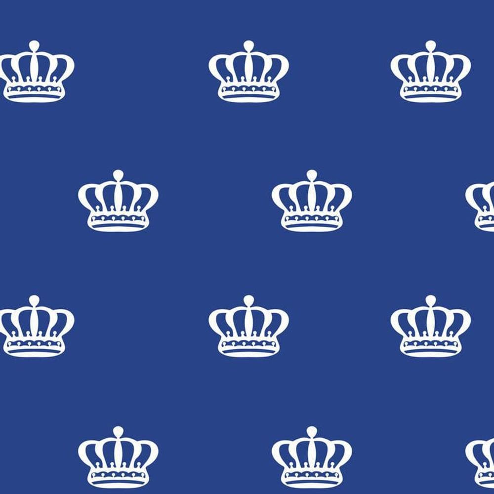 Papel De Parede Azul E Coroas Branca Autocolante Sala Quarto
