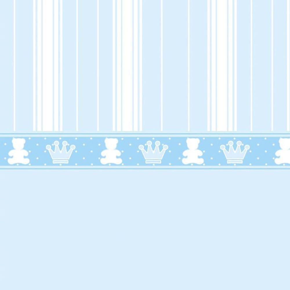 MP - Papel De Parede Listrado Azul Com Coroa