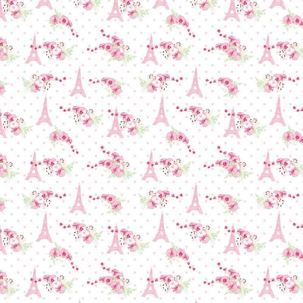 Papel De Parede Rosa Claro Paris E Flores Autocolante Quarto