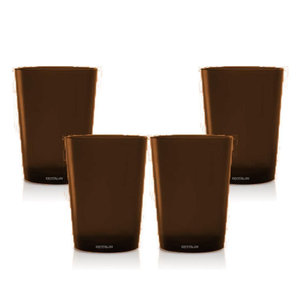 Kit 4 Copos Short Drink 200Ml Marrom - Policarbonato