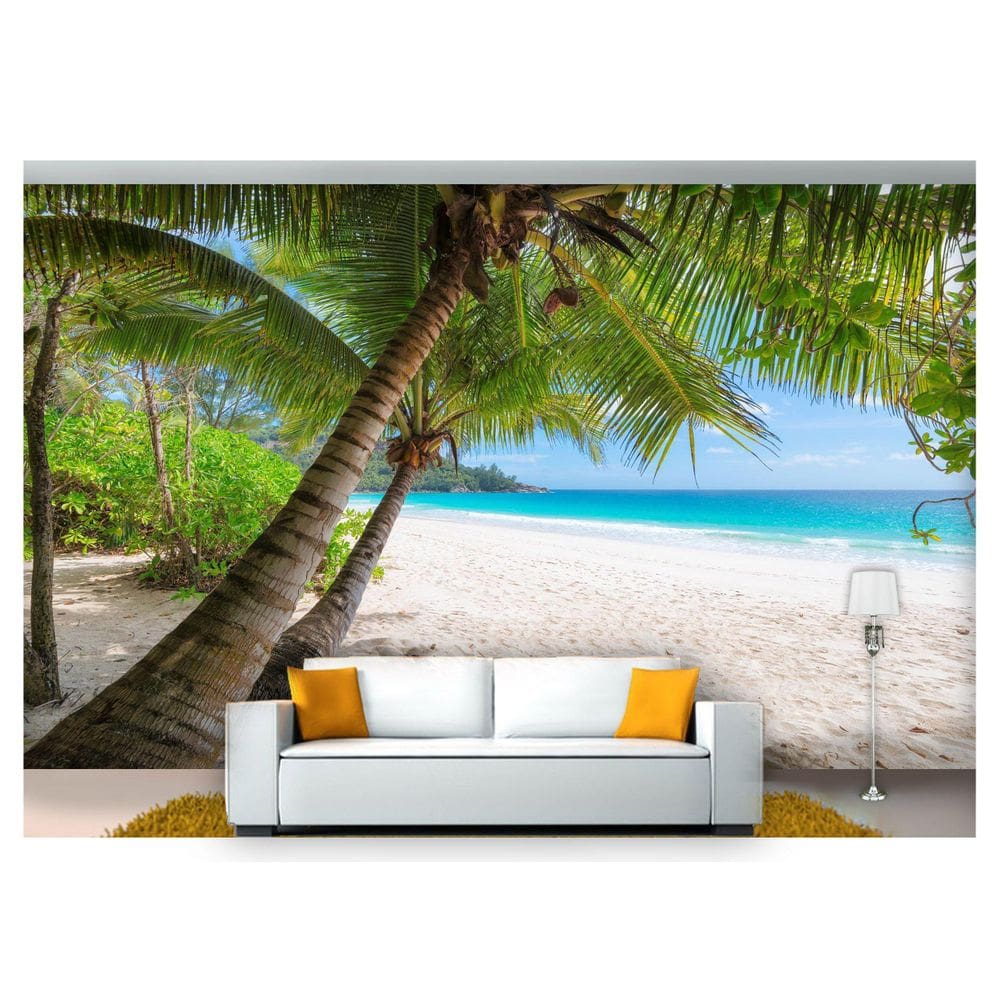 Papel De Parede Praia Mar Coqueiros Céu 3D  Npr247