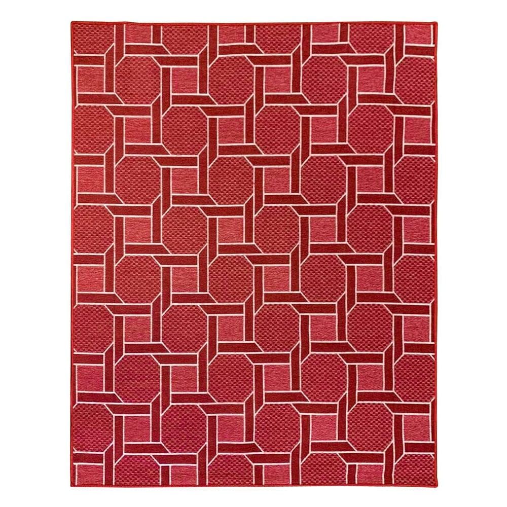 Tapete Sala Moderno Geometrico Corrente 200X250 Cm Vermelho