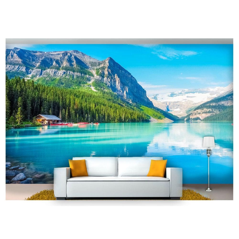Papel De Parede Lago Montanha Céu Água 3D  Nlk143
