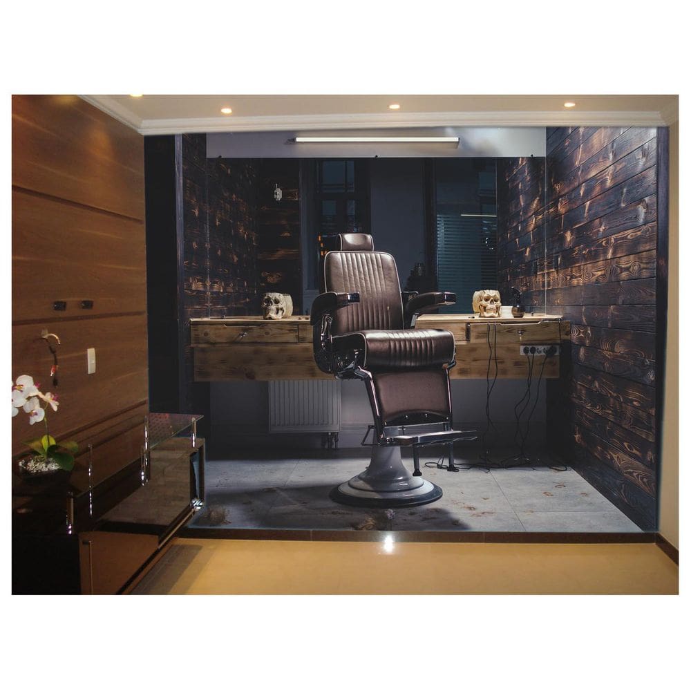MP - Papel De Parede Barbearia Cadeira Retro