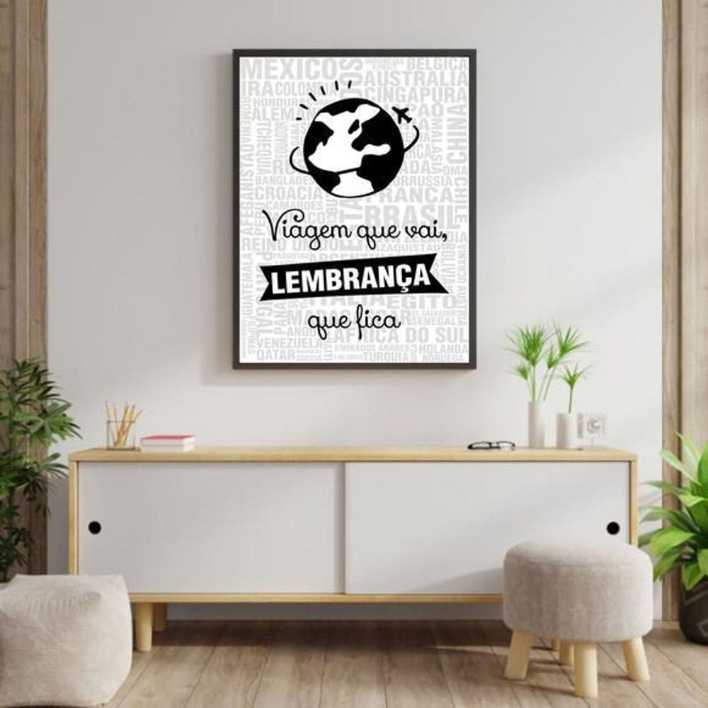 Quadro Decorativo Viagem Que Vai Lembrança Que Fica 34x23cm