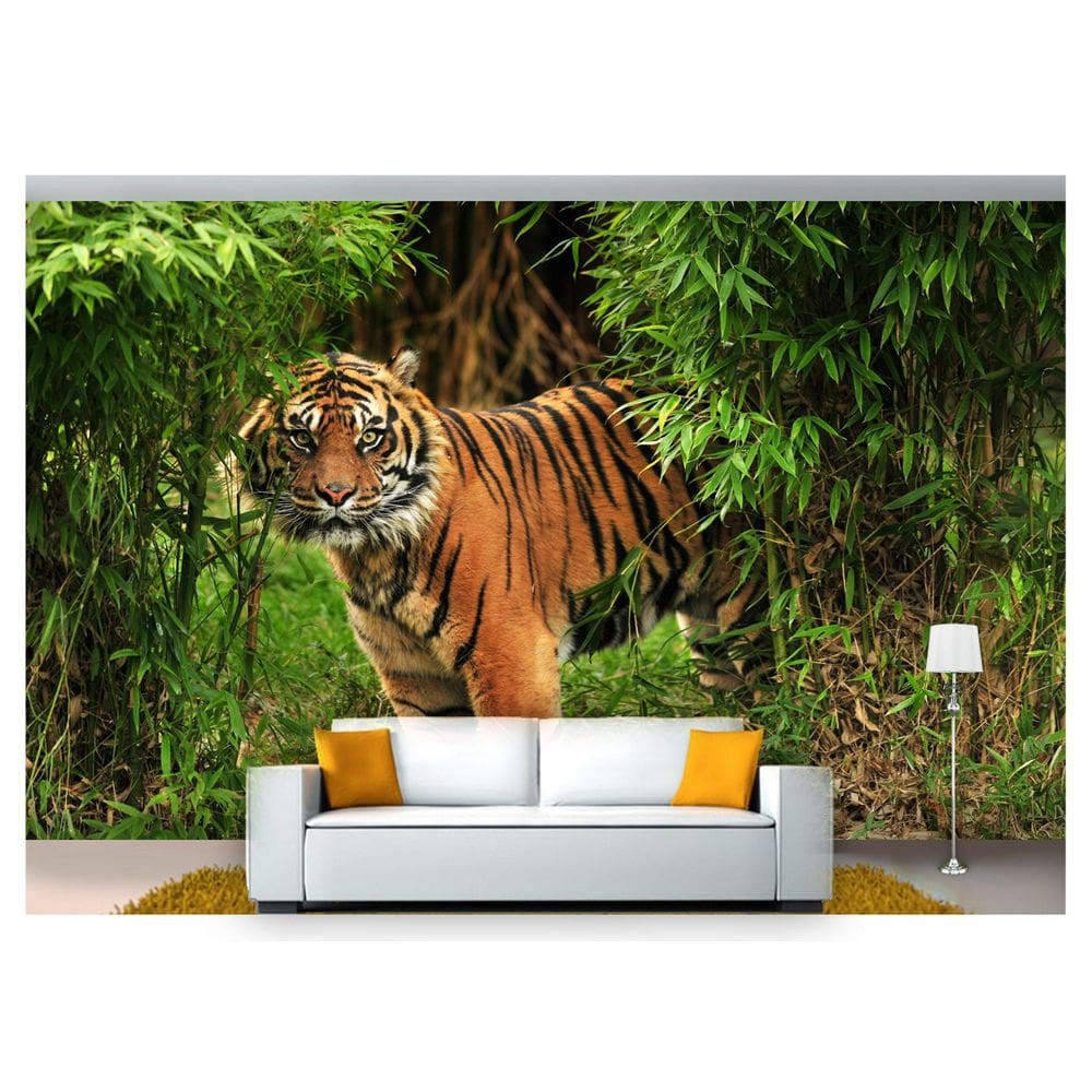 Papel De Parede Animais Tigre Floresta 3D Anm201