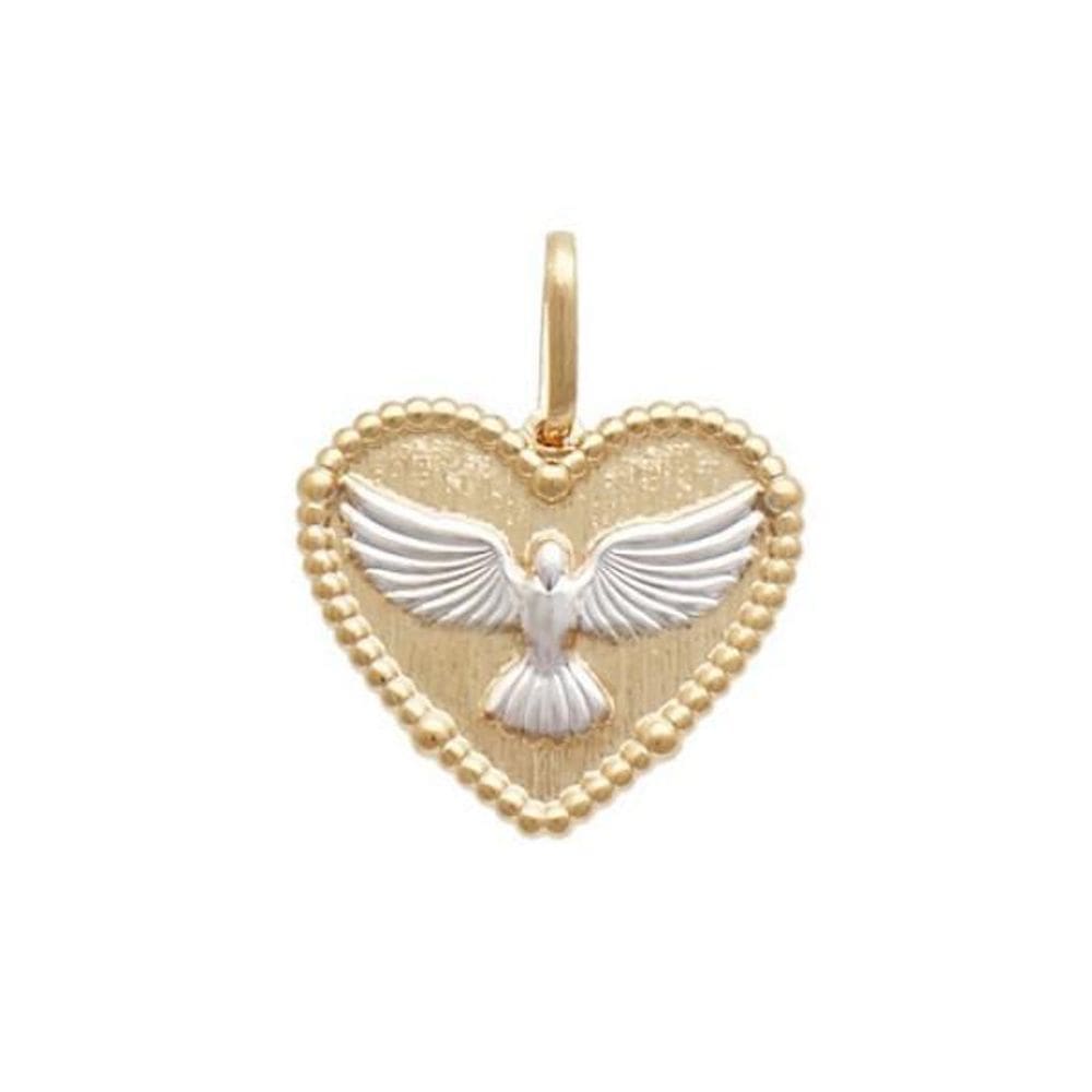 Pingente Coração Sem Vazar Com Terço Com Espírito Santo