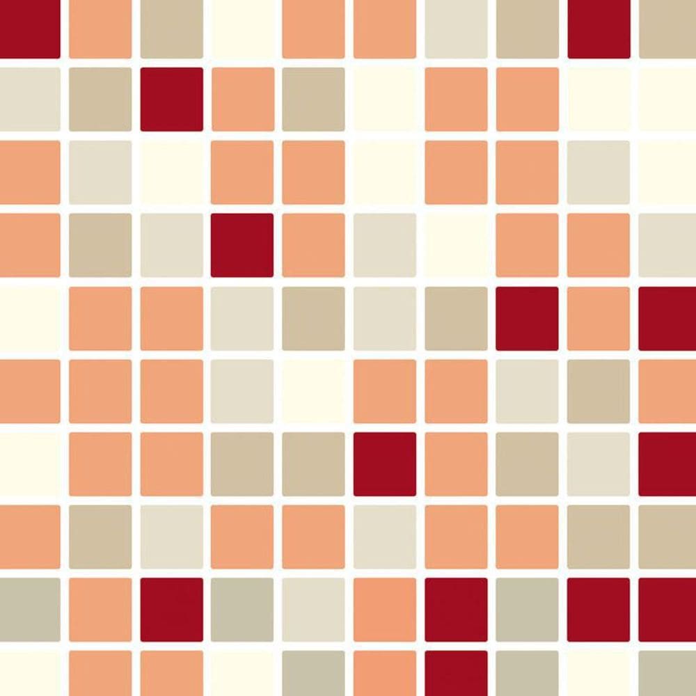 Papel De Parede Pastilha Vermelho Branco Laranja Autocolante