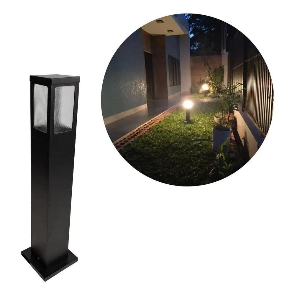 Poste Balizador Jardim 50Cm 4 Focos Alumínio Resist Preto