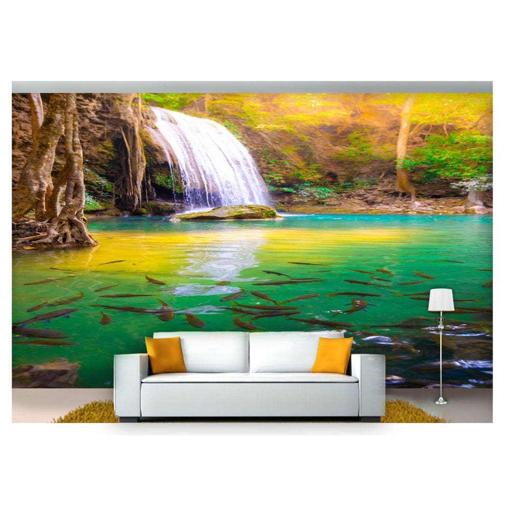 Papel De Parede Cachoeira Natureza Mata 3D 6M² Nch131