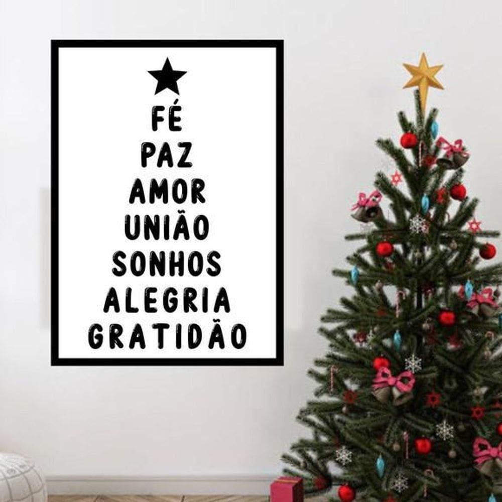 Quadro Decorativo Natal 34x23cm Papel Fotográfico Preto
