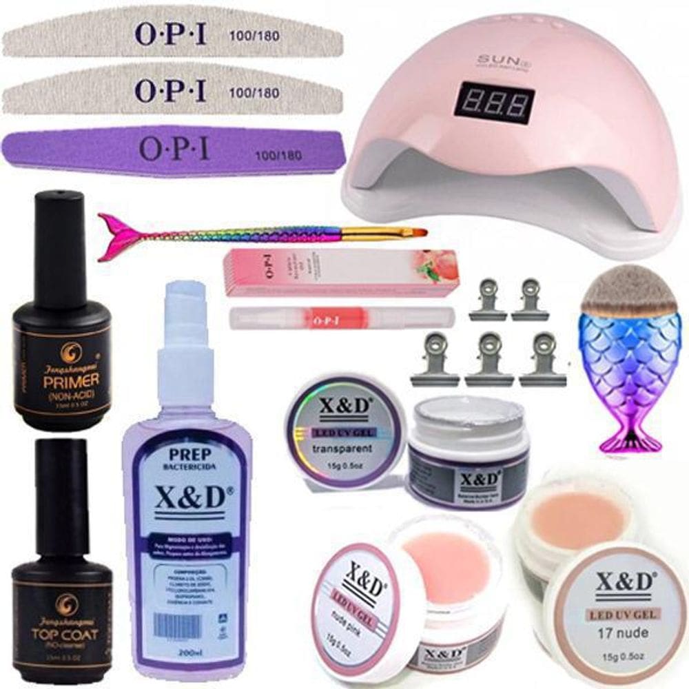 Kit Unhas Gel Xed Cabine 48W Bivolt 3 Gel 15G Cores Diversas