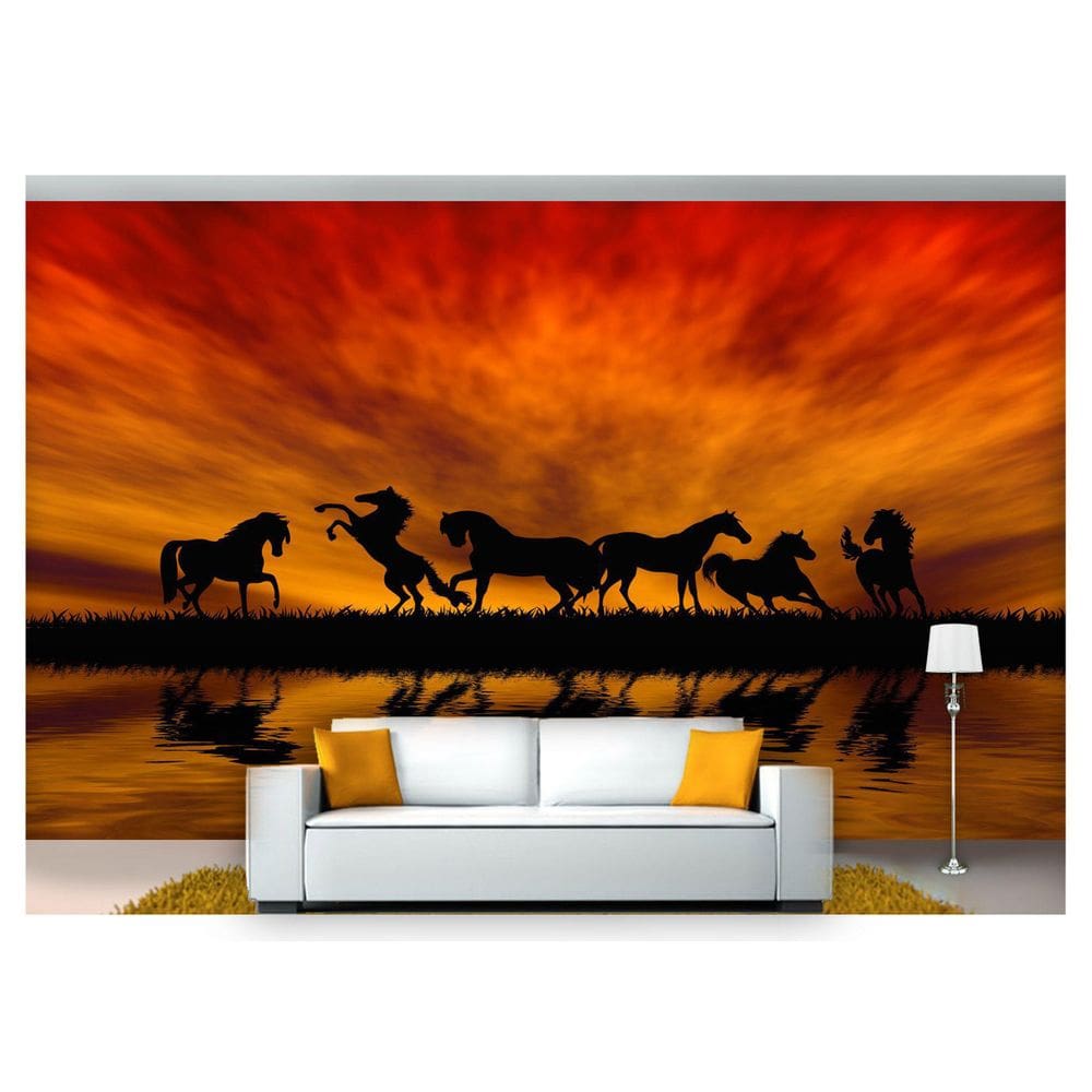 Papel De Parede Animais Cavalos Ao Por Do Sol  Anm191