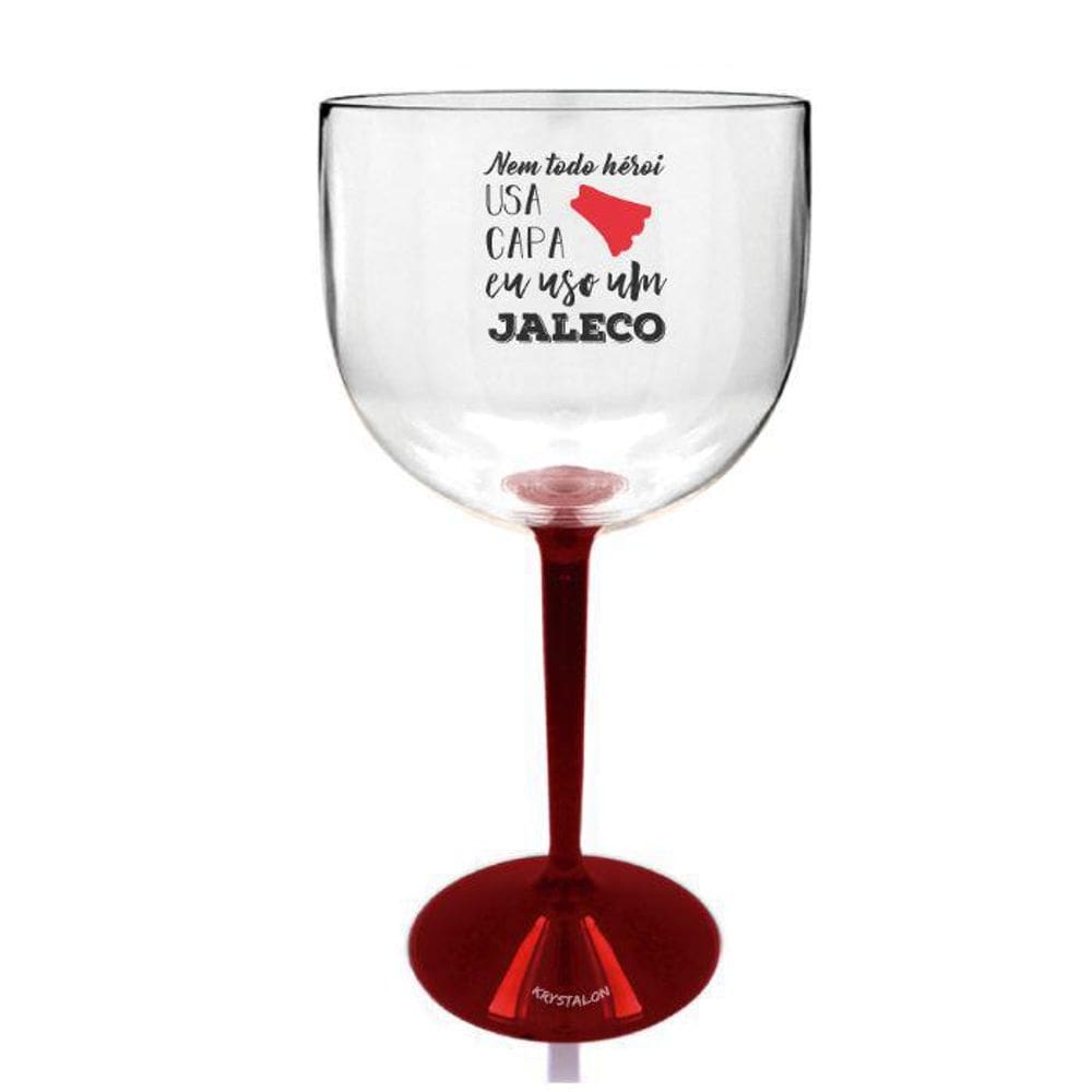 Kit 4 Taças Gin Com Base Vermelha Acrílico Profissões