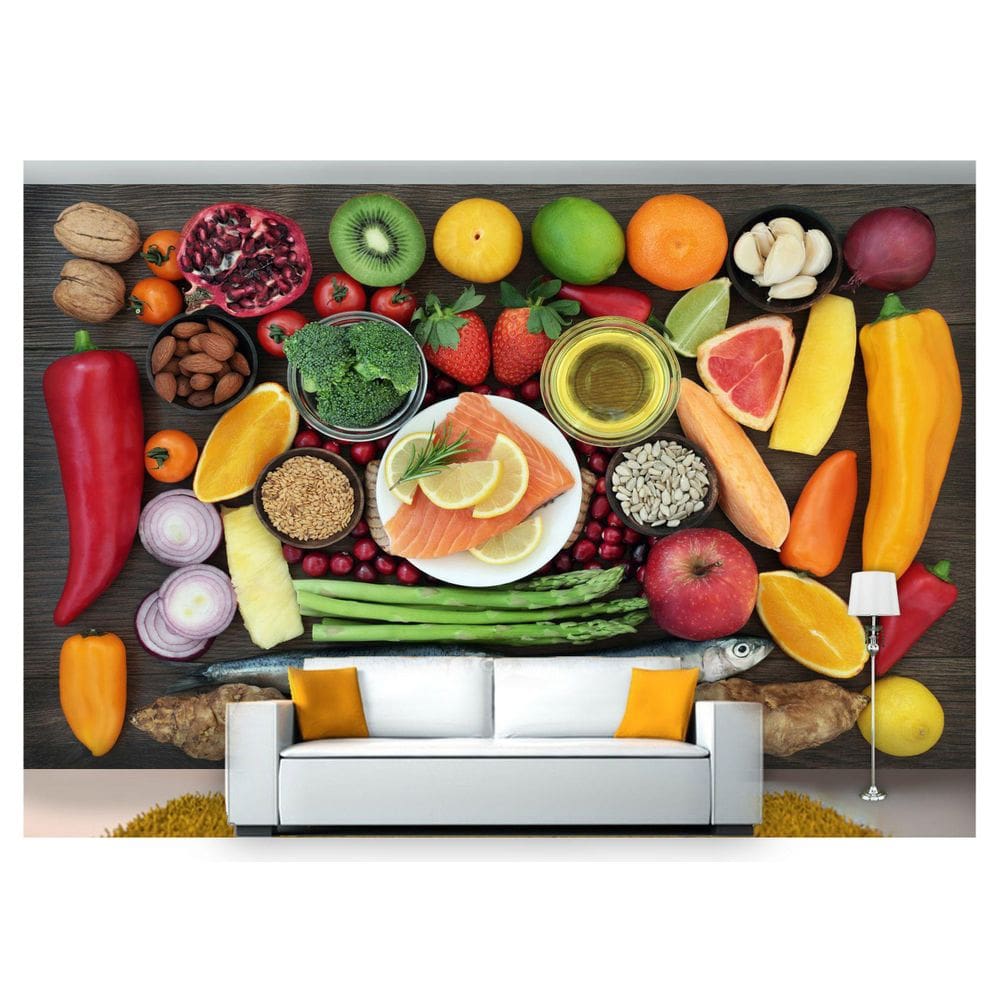 Papel De Parede Frutas Vegetais Sacolão 3D Al225