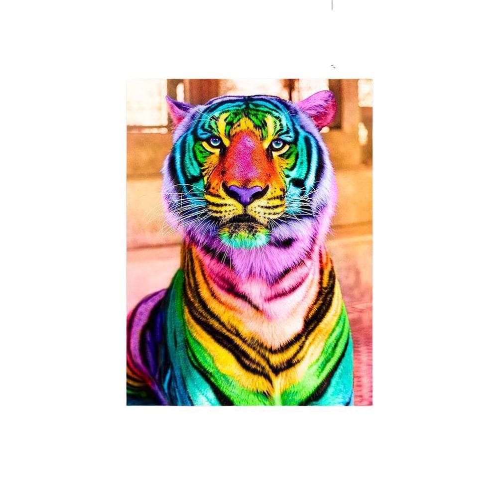 Placa Decorativa Tigre Colorido 20X30Cm Arco-Íris