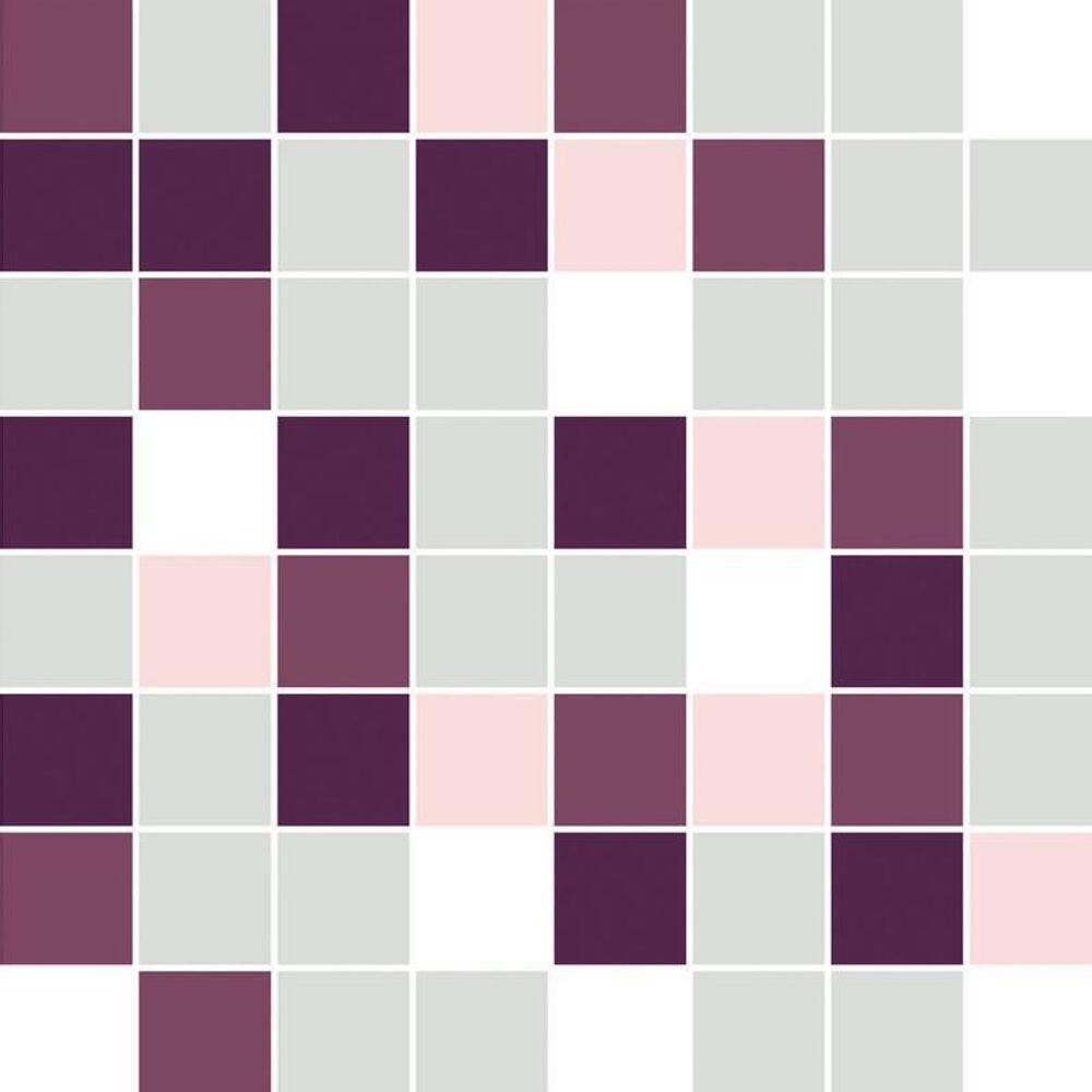 Papel Parede Pastilhas Lilas Cinza Branco Cozinha Banheiro
