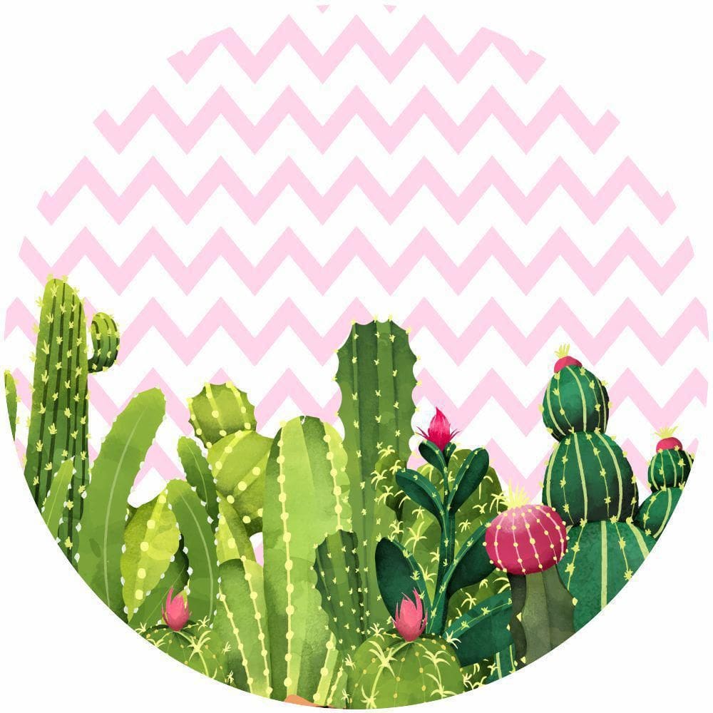 Painel Redondo De Festa Cactos Chevron 130X130 - Cac01