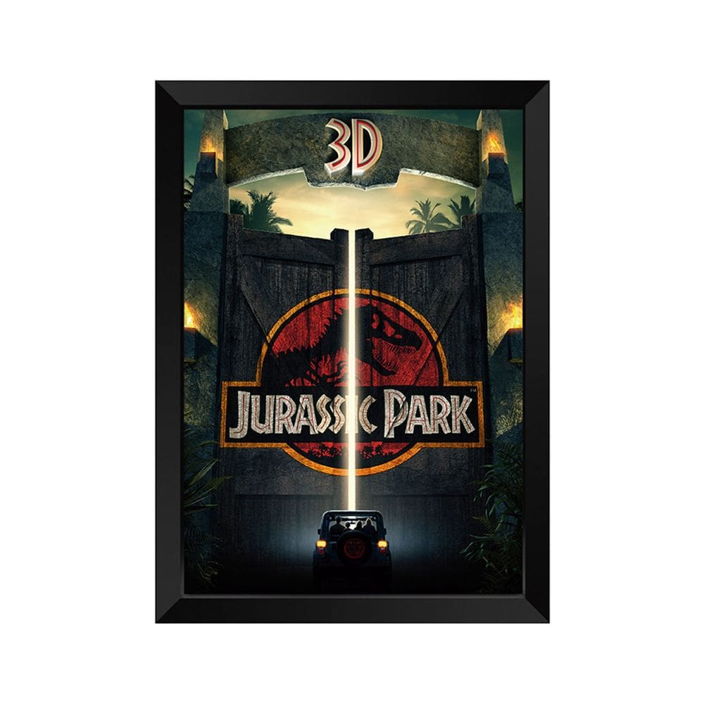 Quadro Decorativo Jurassic Park com acrílico A4