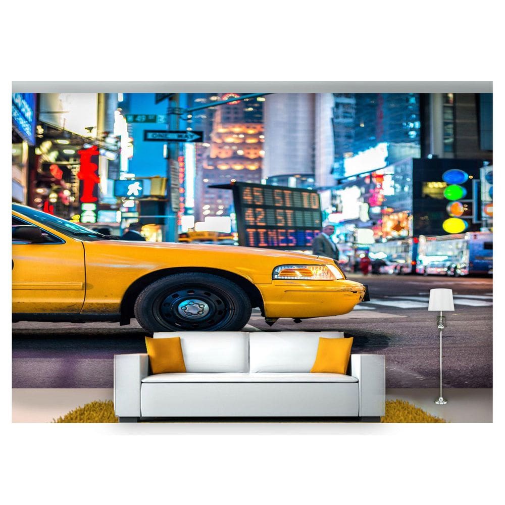 Papel De Parede Cidade Time Square Ny Taxi 3D Ncd202