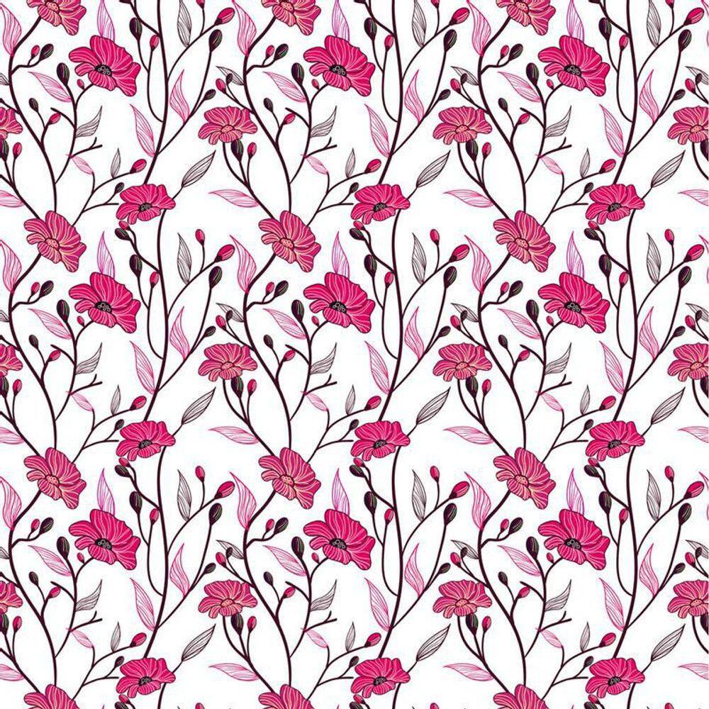 Papel De Parede Floral Flores Vermelhas Adesivo Quarto Sala