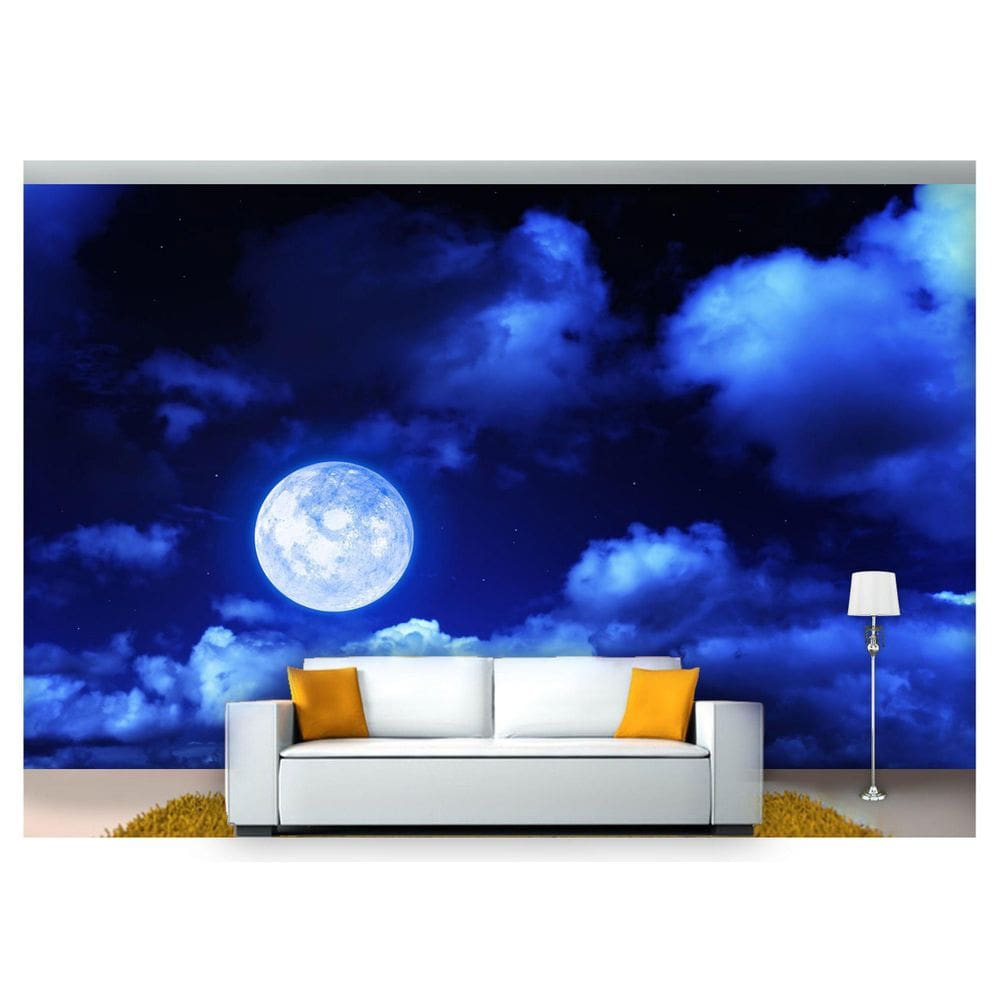 Papel De Parede Lua Noite Nuvens Céu 3D Lua49