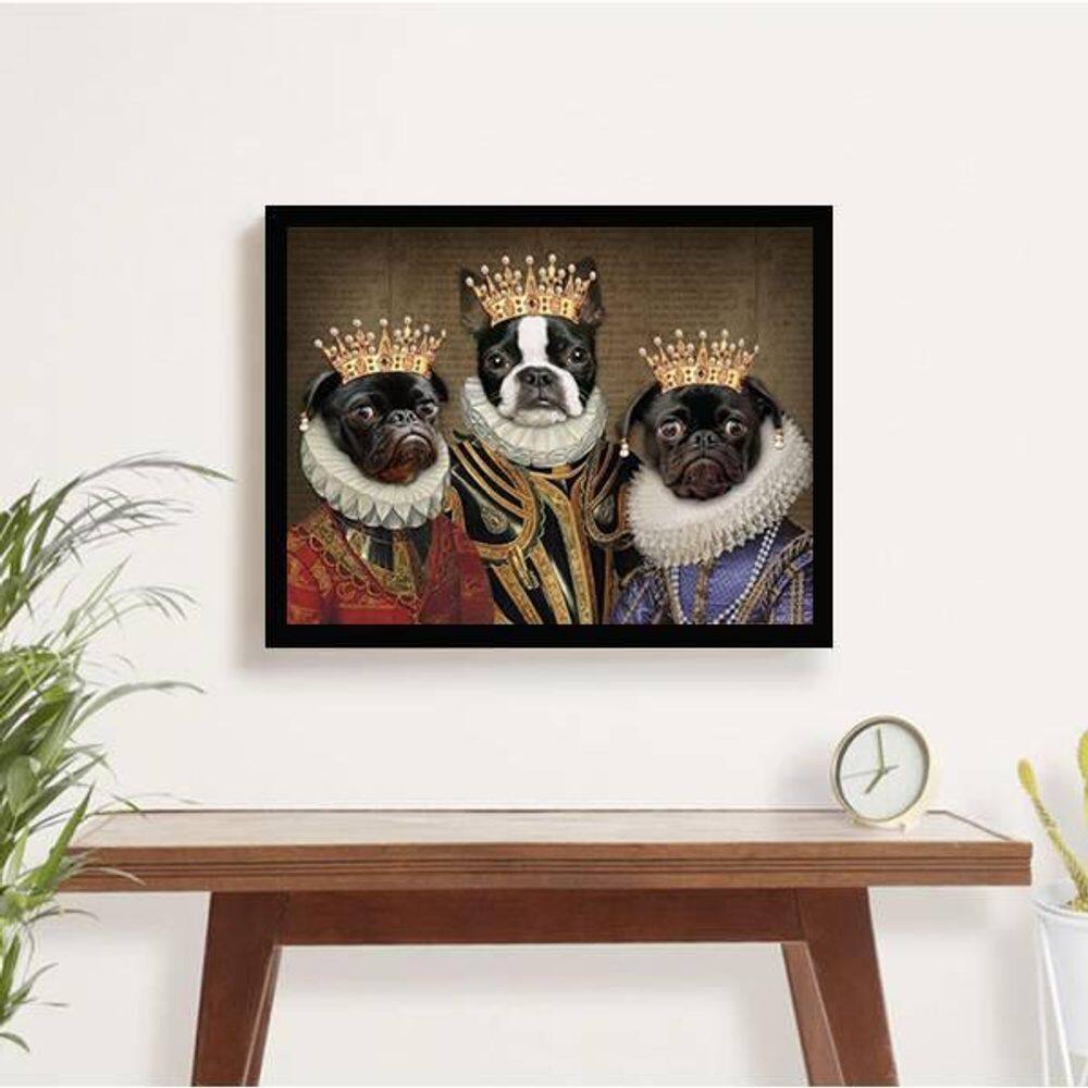 Quadro Decorativo Cães Da Realeza 34x23cm