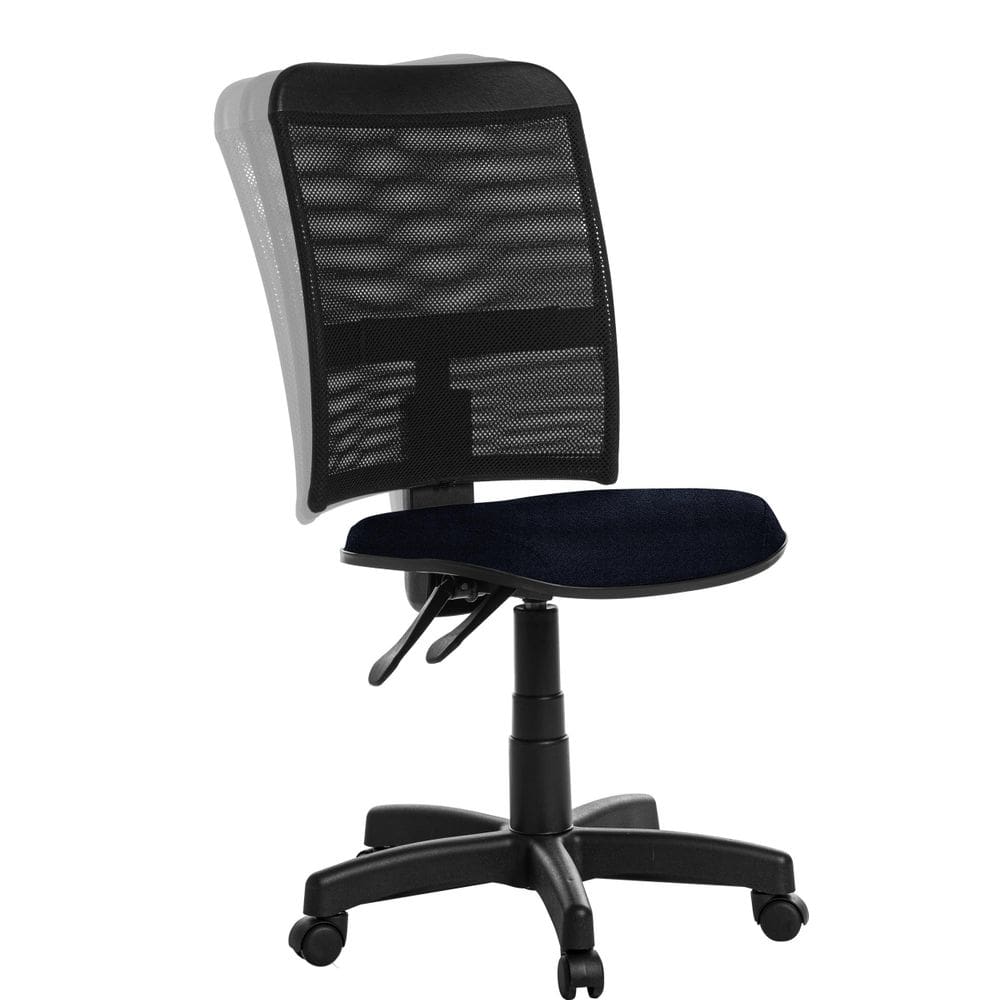 Cadeira Escritorio Encosto Em Tela Back Crepe Azul Marinho