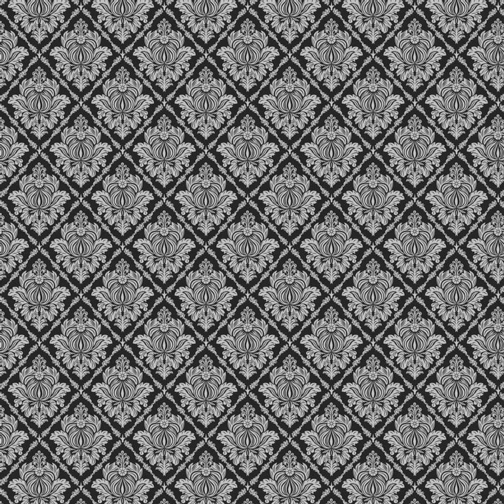 Papel De Parede Arabesco Cinza E Preto Sala Quarto Casal