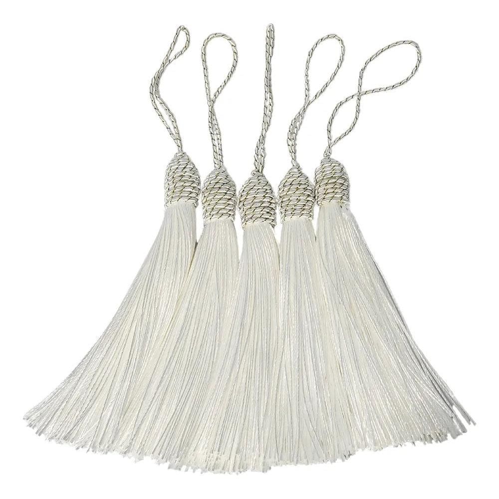 100 Tassels 9Cm Poliéster: Charme Artesanal E Venda O Branco