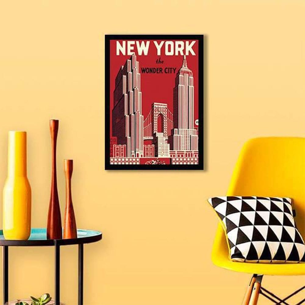 Quadro Decorativo Cartaz Vintage New York 34x23cm