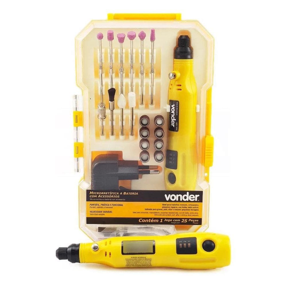Micro Retífica A Bateria Vonder 24 Acessórios