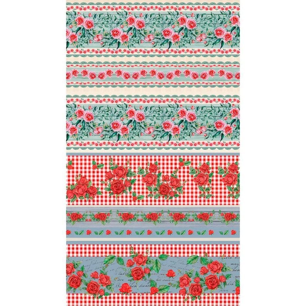 Barrado Tricoline 100% Algodão Pano De P Rosas Diversas