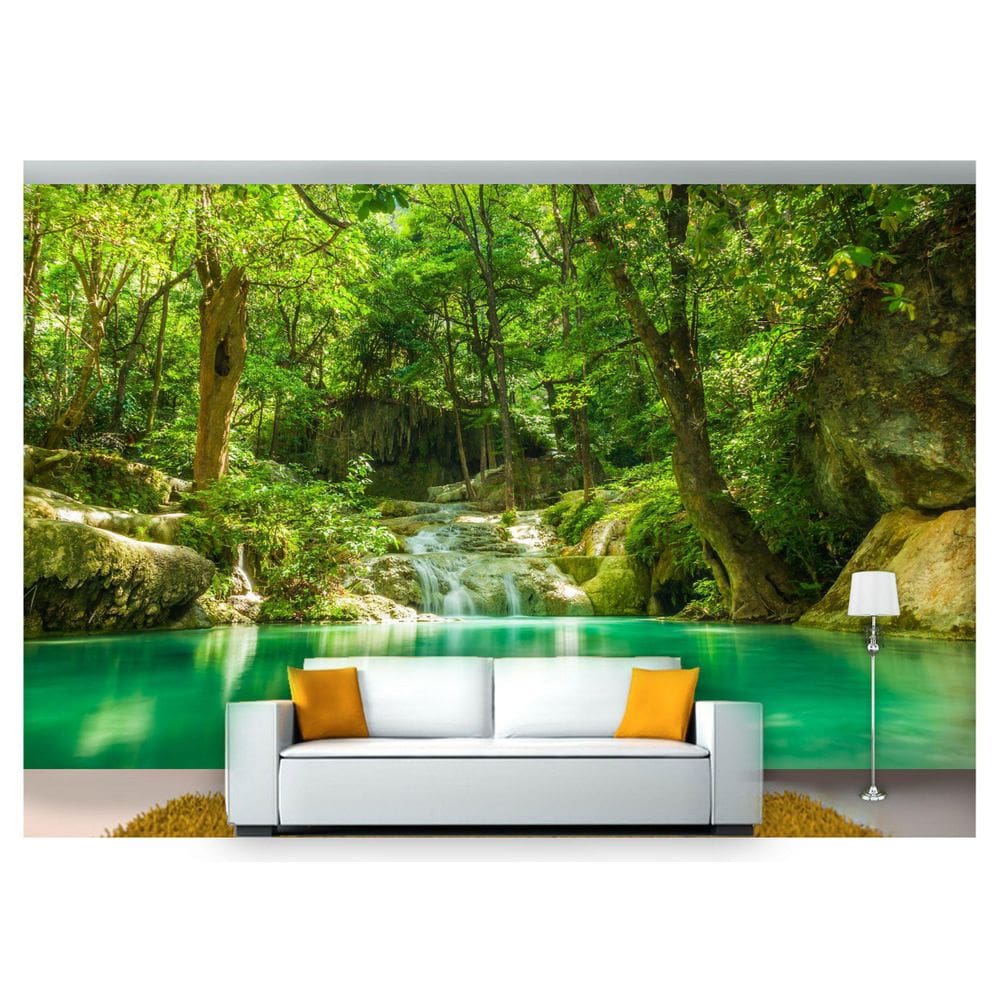 Papel De Parede Cachoeira Natureza Mata 3D 6M² Nch210