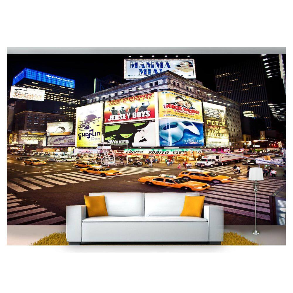 Papel De Parede Cidade Ny Broadway Taxi 3D Ncd162