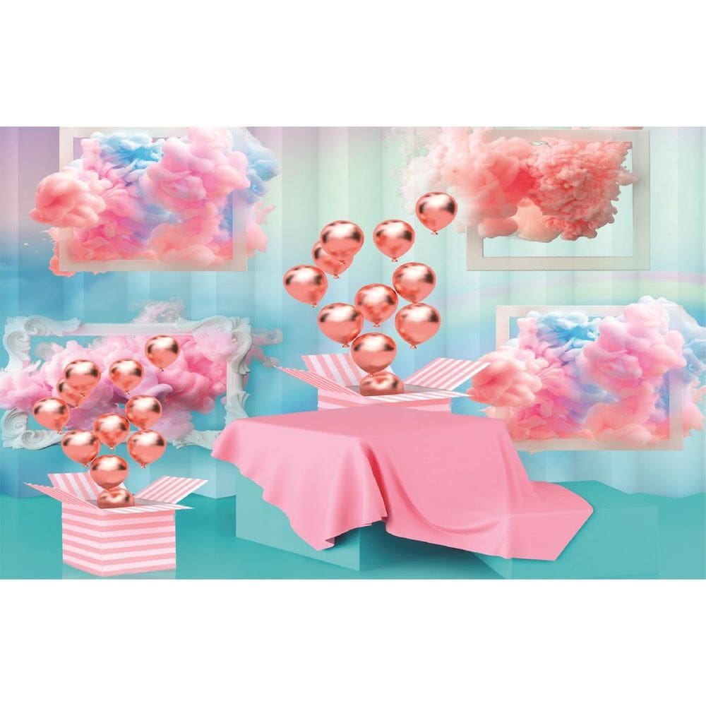 Fundo Fotográfico Em Tecido Balões Rosas 2,80X1,50