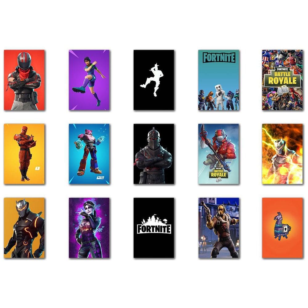 Kit 15 Placas Decorativas Fortnite 15 Peças Em Mdf 30X20Cm