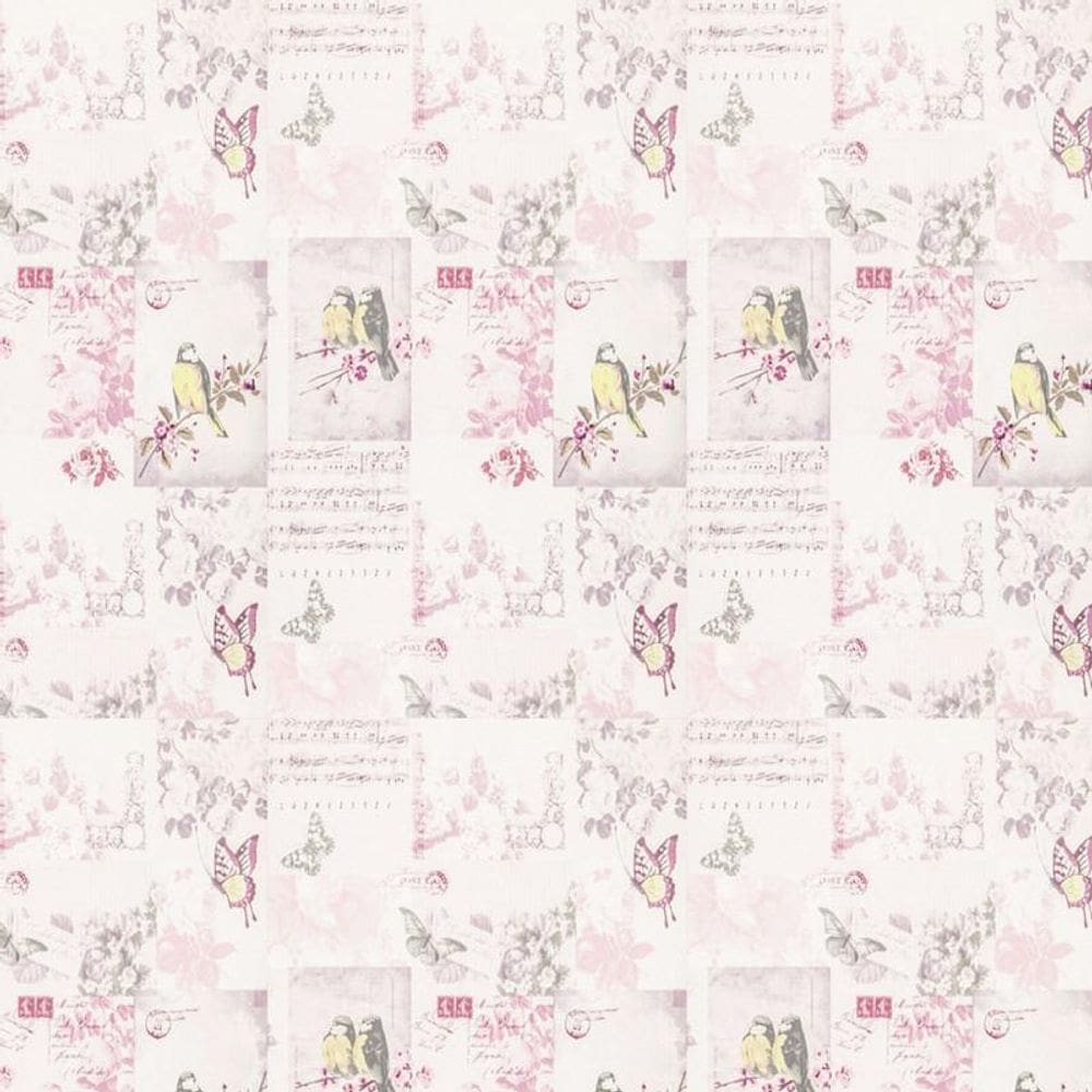 Papel De Parede Musica Pássaro Borboleta Adesivo Sala Quarto