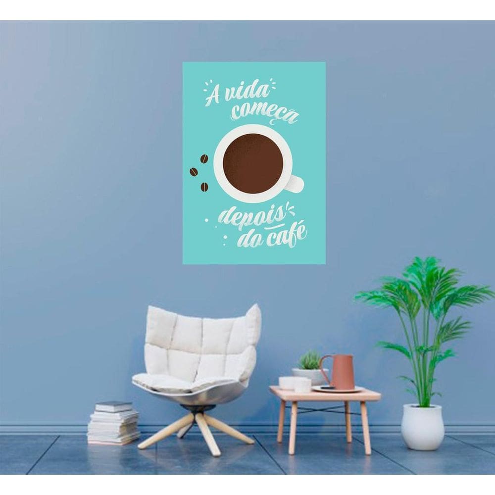 Placa Decorativa Azul A Vida Começa Depois Do Café 2