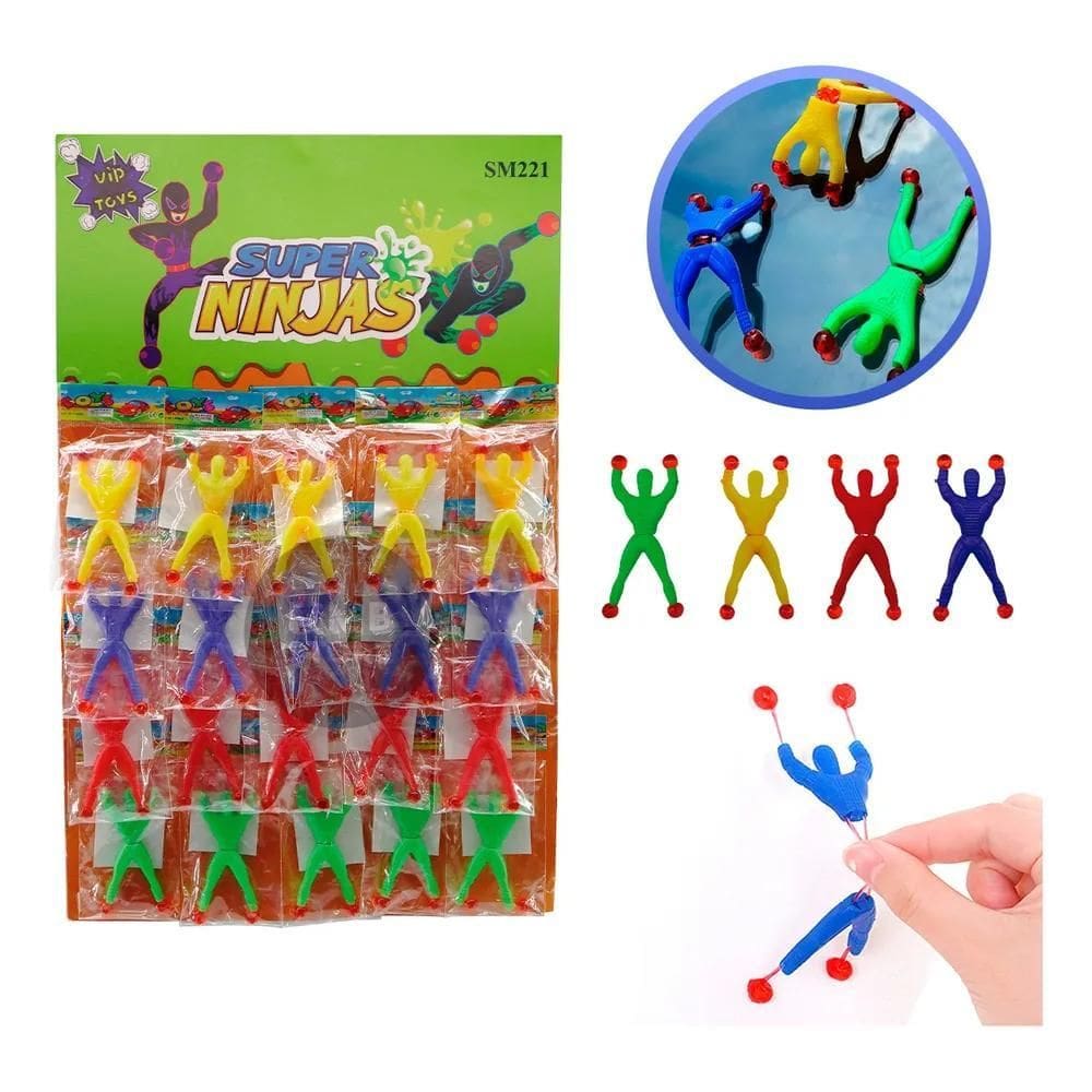 20 Bonecos Ninja Grudam Parede Divertidos Festa Lembrancinha