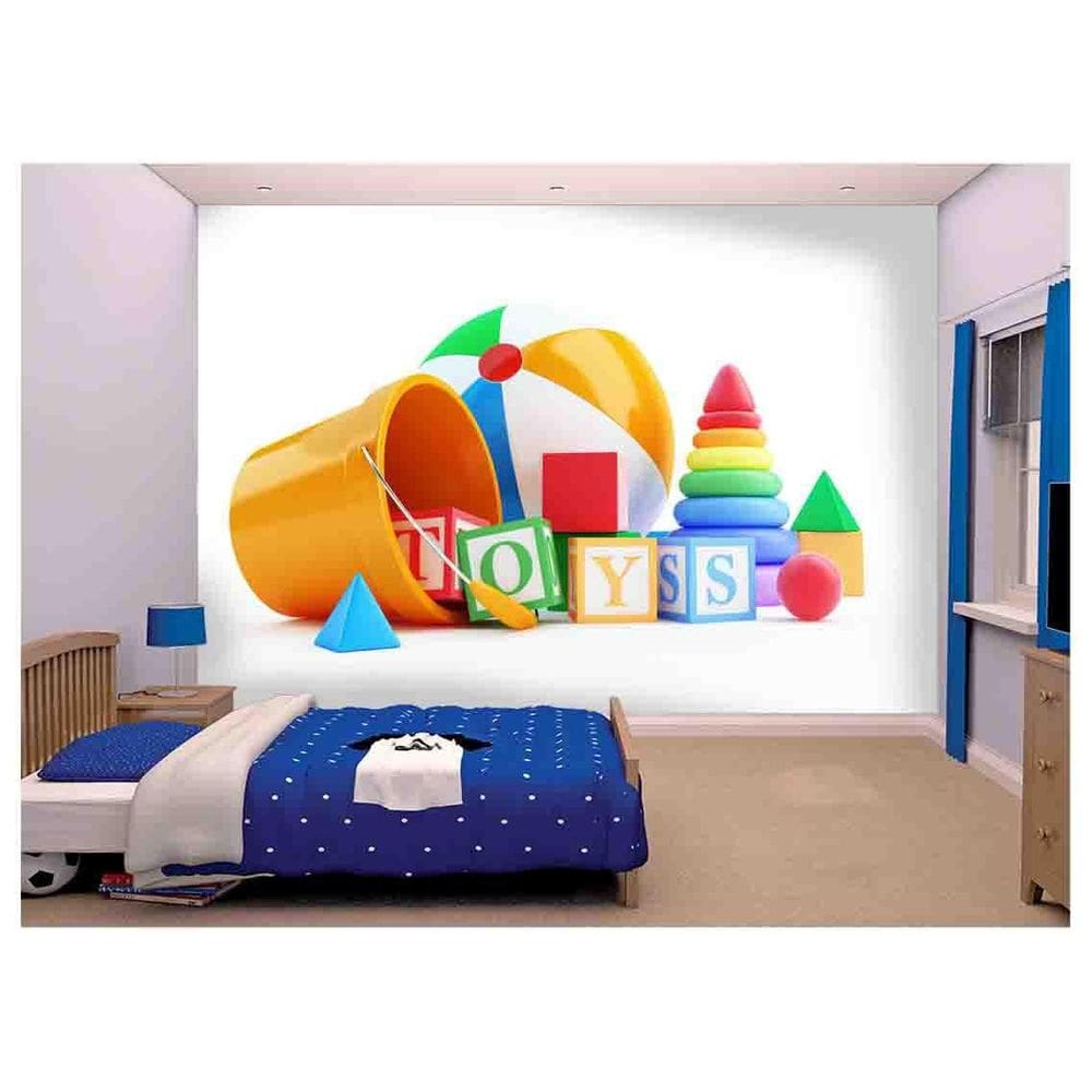 Papel De Parede Infantil Brinquedos Toys 3D Azs73