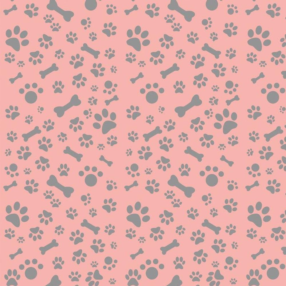 Papel Parede Pegadas E Ossos Fundo Rosa Adesivo Decorativo