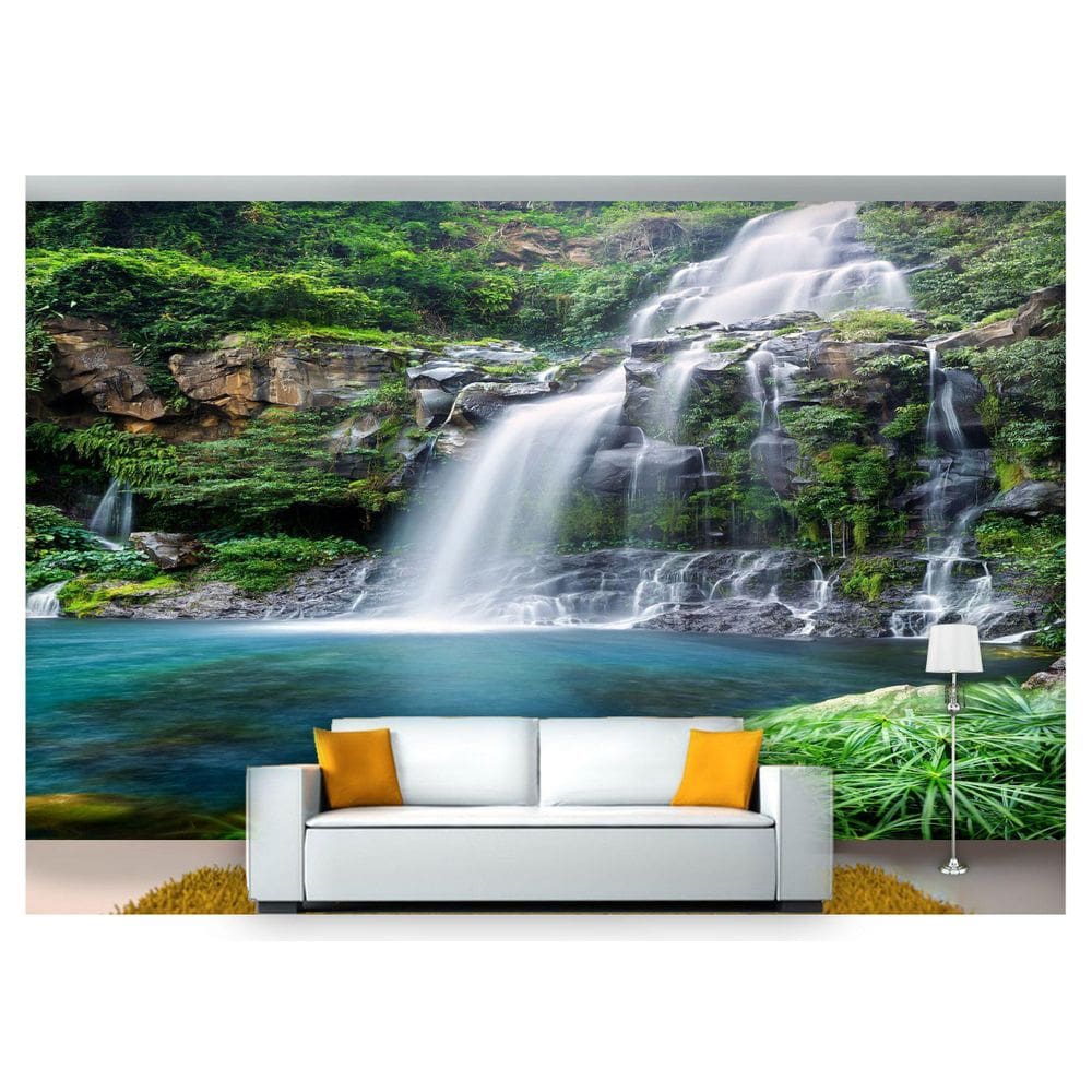 Papel De Parede Cachoeira Natureza Outono 3D Nch113