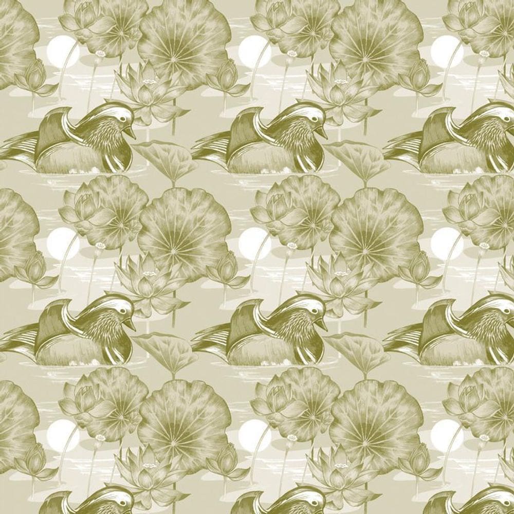 Papel De Parede Pato Lagoa Flores E Lua Autocolante Lavável