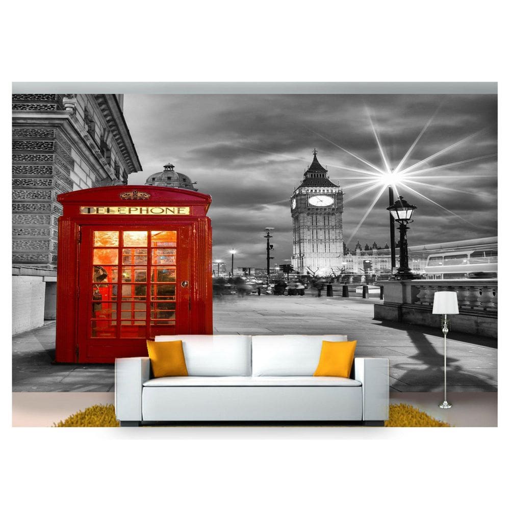 Papel De Parede Cidade Prédios Londres Cabine 6M² Ncd192