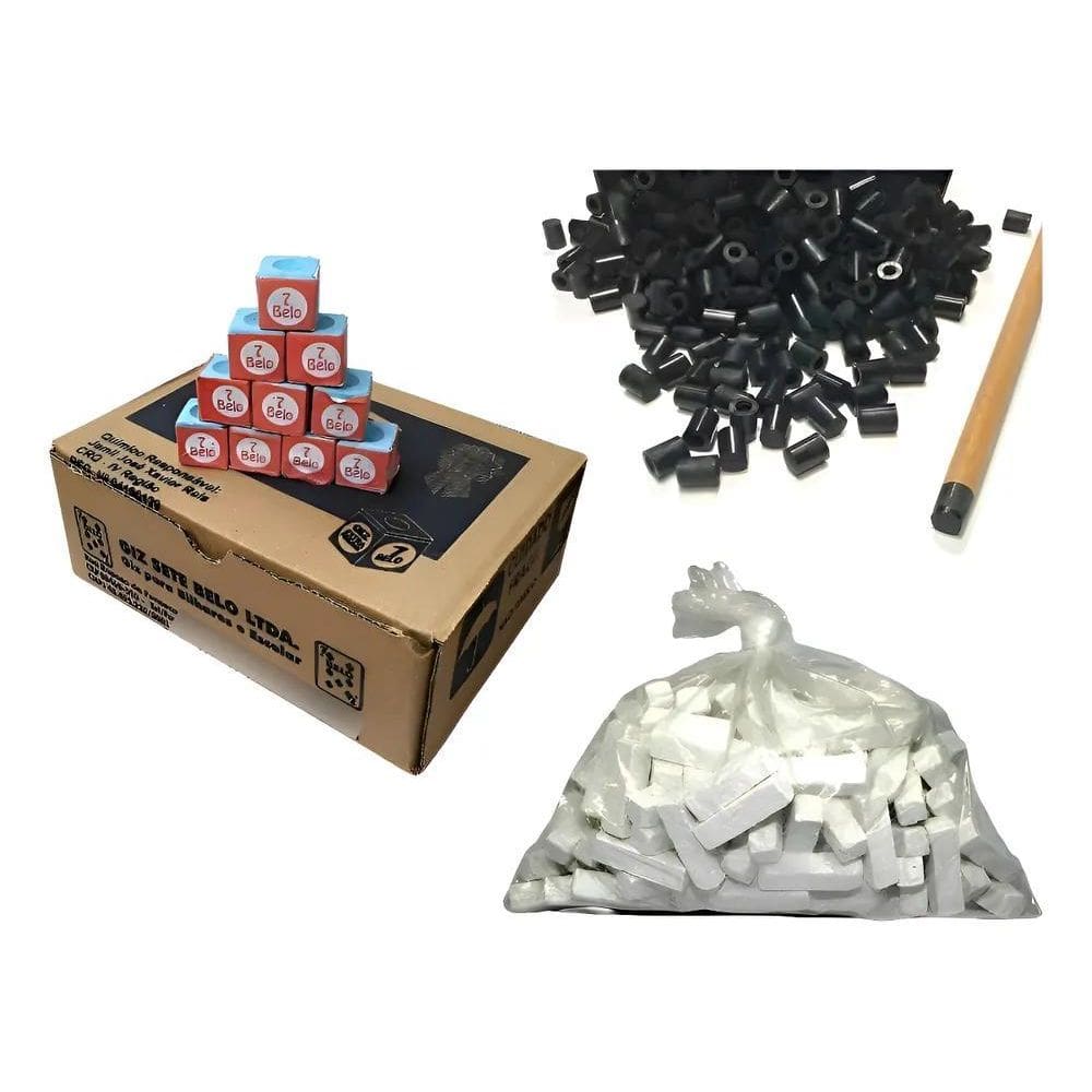 Giz Sinuca 7 Belo: Precisão Azul + Branco - Kit