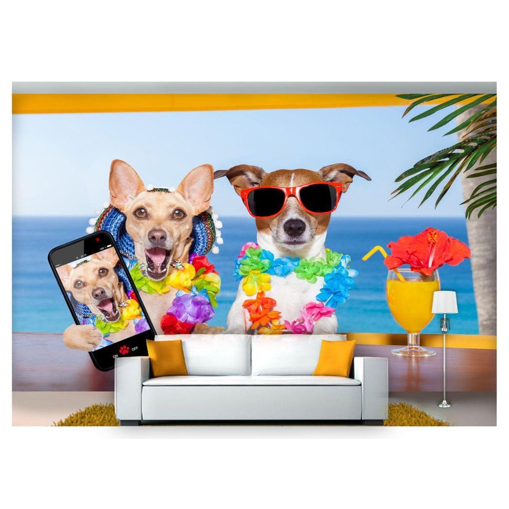 Papel De Parede Animal Cão Férias Passagem 3D Anm173