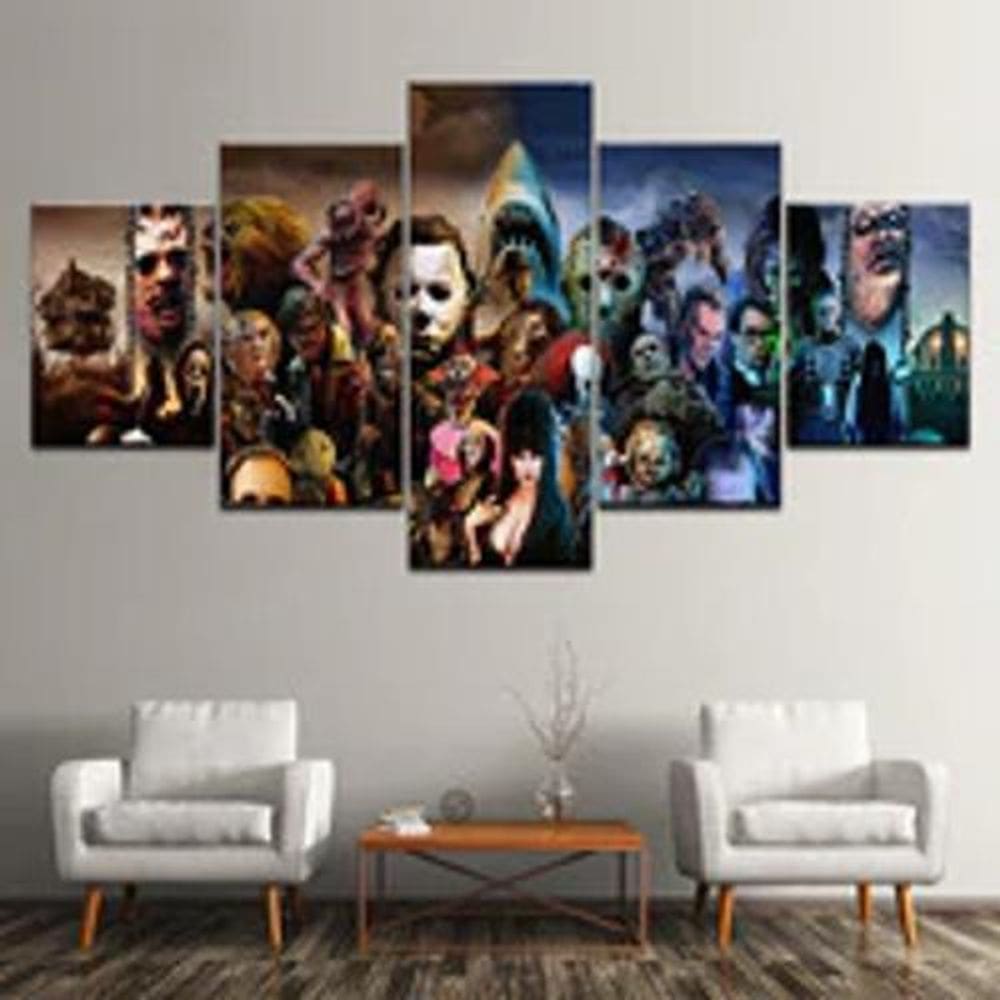 Quadro Decorativo Mosaico 5 Peças Personagens Filme Terror